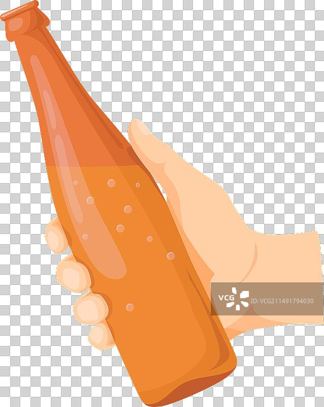 手持啤酒瓶卡通酒精饮料图标图片素材