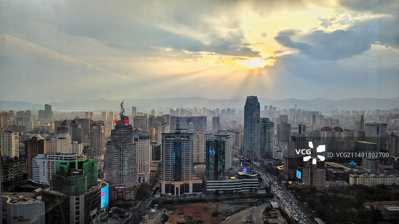 夕阳 昆明市景图片素材