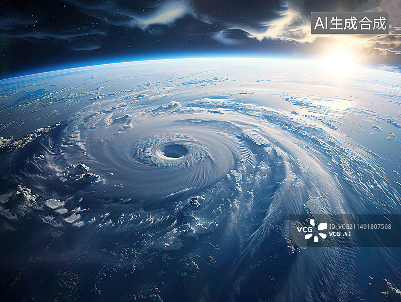 【AI数字艺术】高空俯瞰台风眼插图图片素材