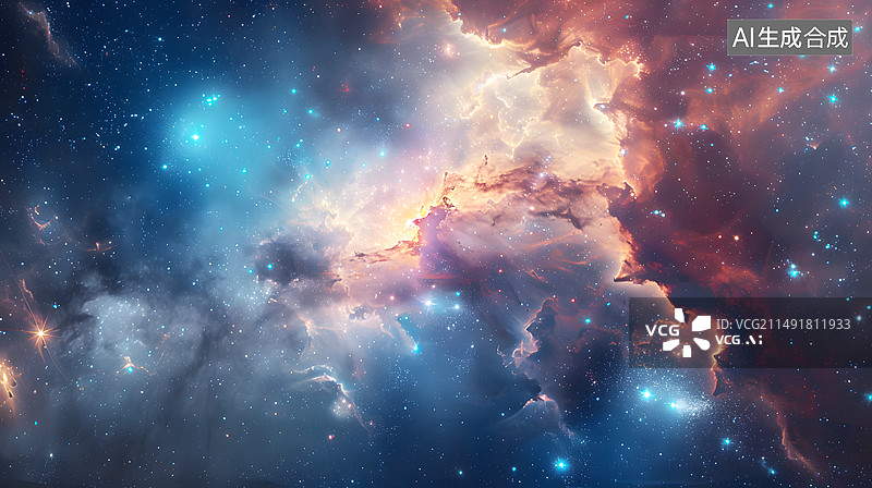 【AI数字艺术】AIGC: 外太空的星云星系，宇宙探索，抽象背景插图插画图片素材