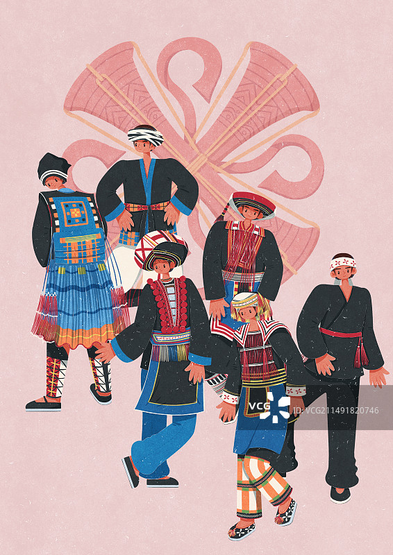 瑶族不同服饰男女图片素材