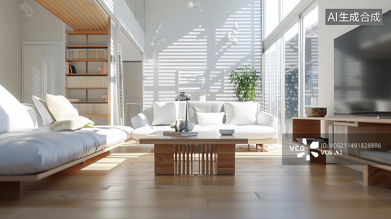【AI数字艺术】现在室内样板房家居客厅设计图片素材