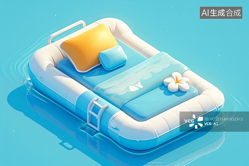 【AI数字艺术】3D卡通气垫床图片素材