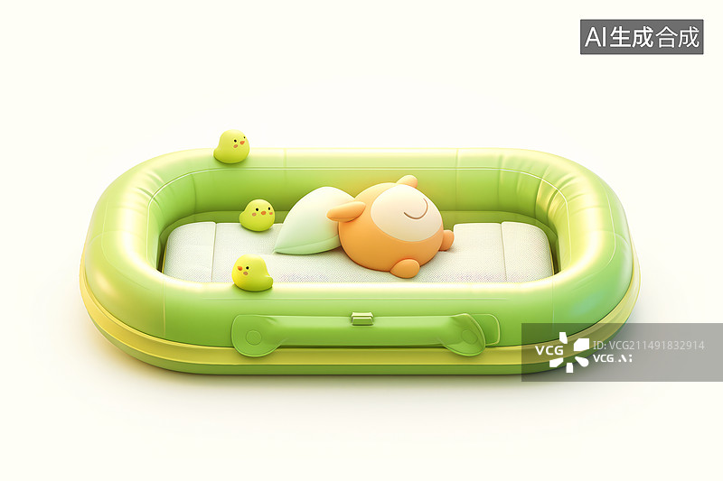 【AI数字艺术】3D卡通气垫床图片素材