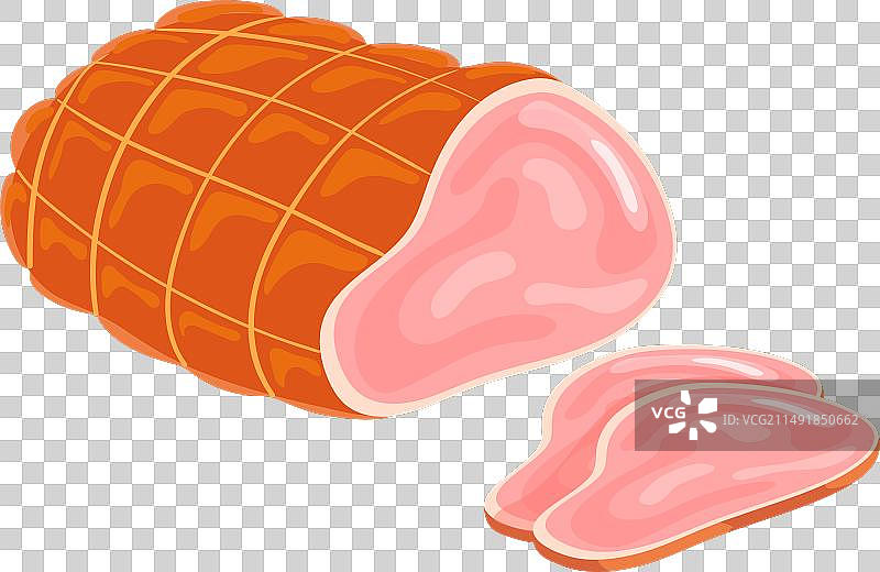 切片火腿卡通图标，美味肉制品图片素材
