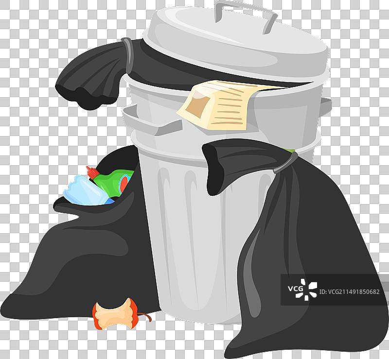 装满黑色垃圾袋的垃圾桶图片素材