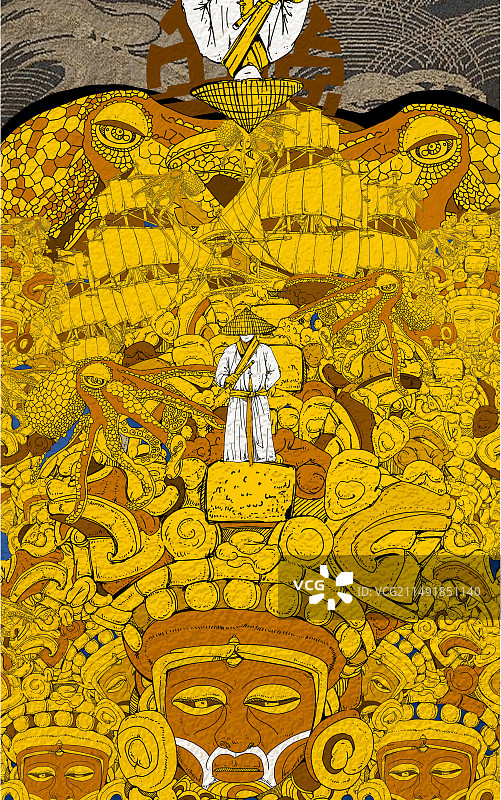 江湖，插画图片素材