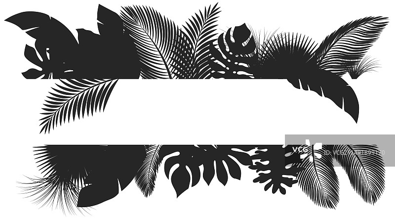 热带树叶banner剪影图片素材