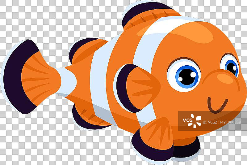 热带海洋生物卡通小丑鱼图标图片素材