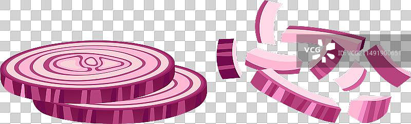 卡通红洋葱圈和切块食品图标图片素材