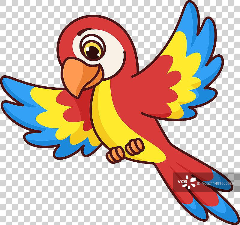 卡通鹦鹉：多彩的异国鸟类角色图片素材