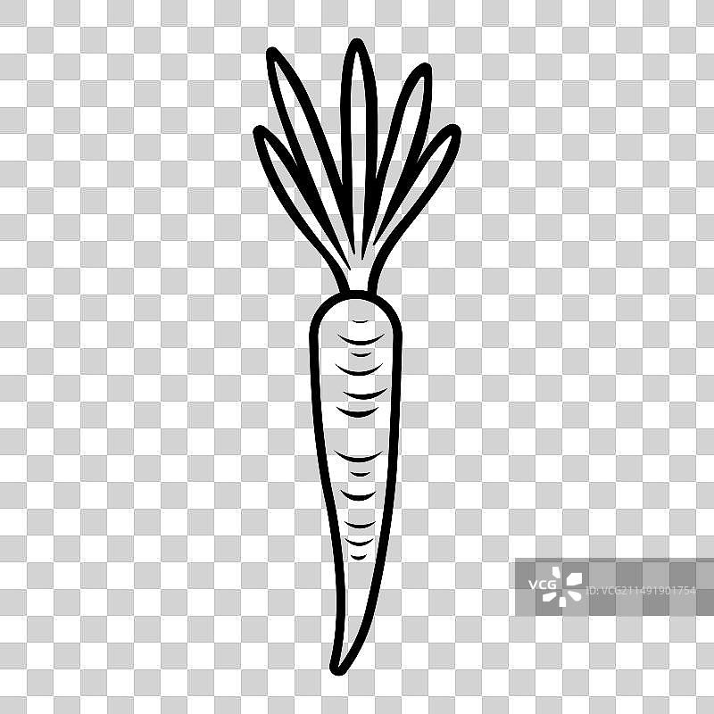 白色背景上的黑色胡萝卜图标图片素材