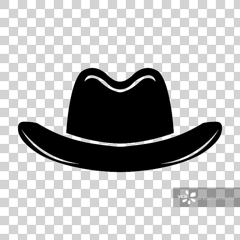 白色背景上的黑色牛仔帽图标图片素材