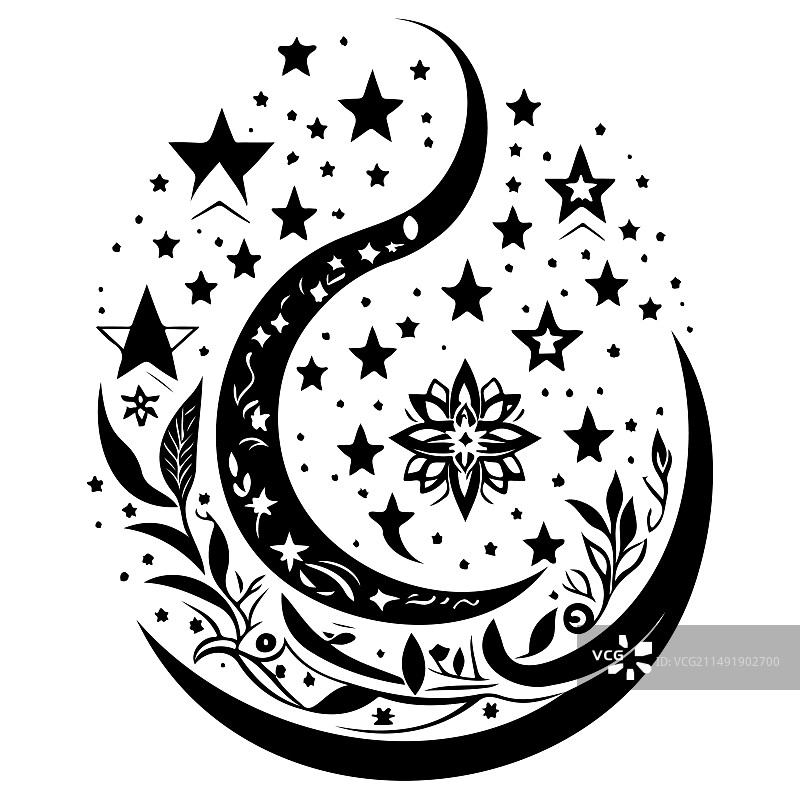 月亮星星斋月阿拉伯伊斯兰素描图片素材