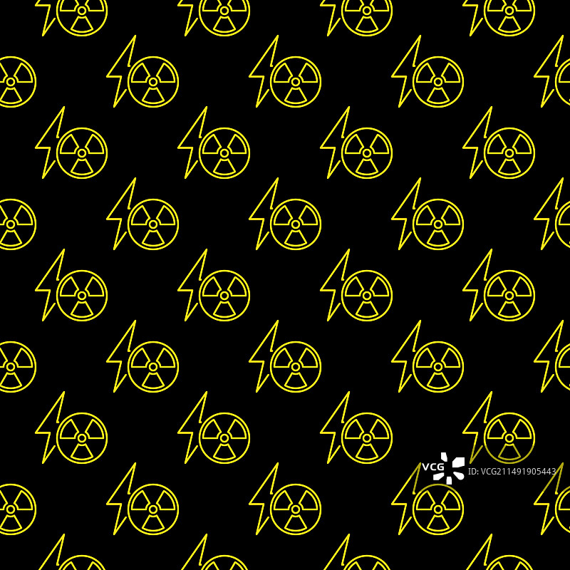 闪电和辐射符号线性无缝图案图片素材