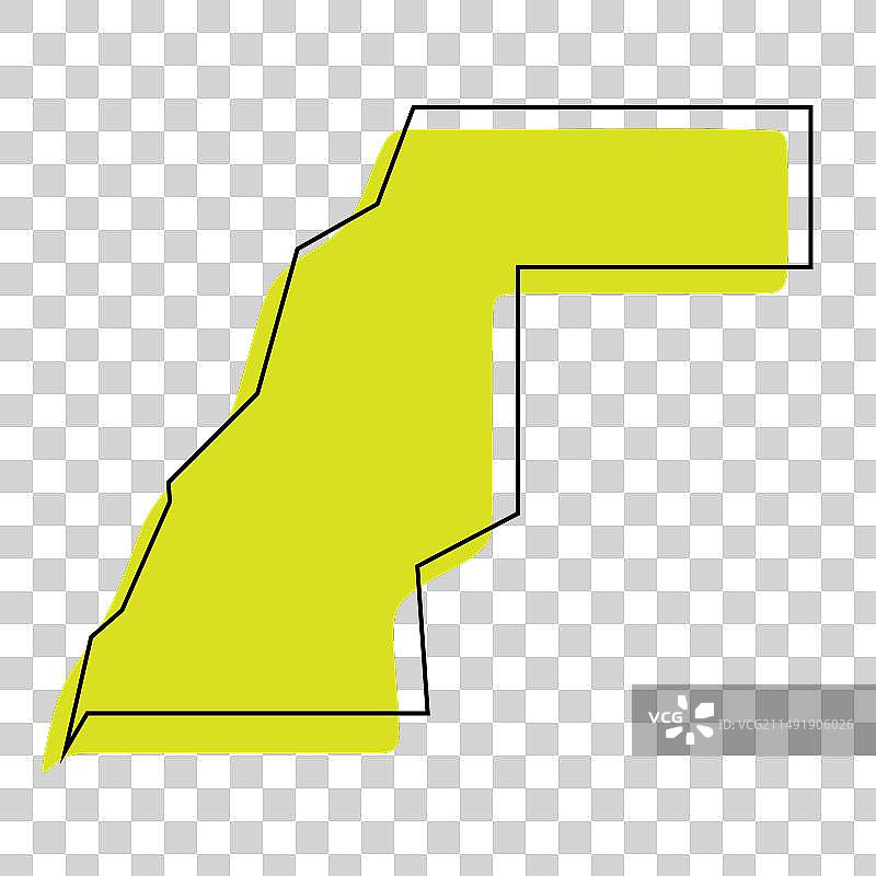 西撒哈拉简化地图图片素材