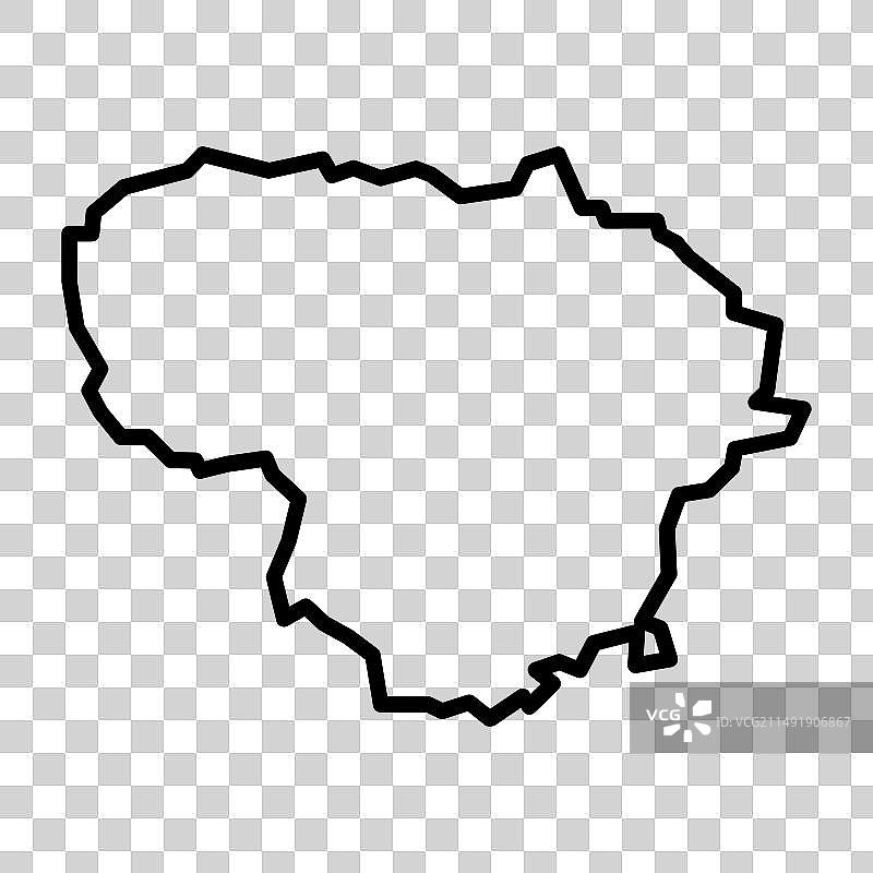 白色背景上的立陶宛轮廓地图图片素材