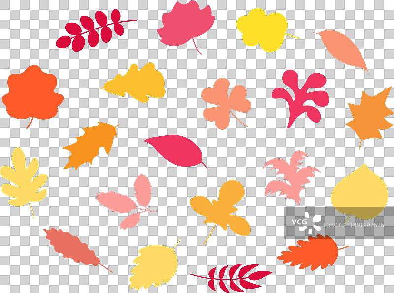 手绘秋季树叶剪影合集图片素材