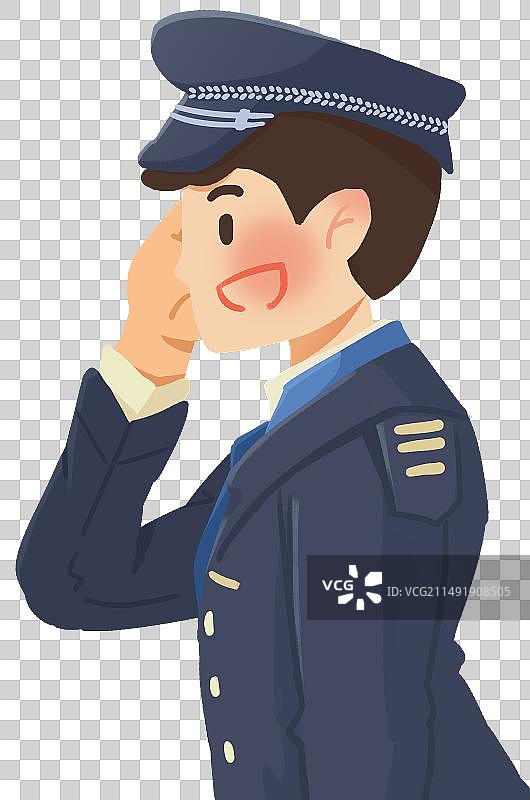 警察男人职业制服喜悦安全敬礼免抠插画元素图片素材