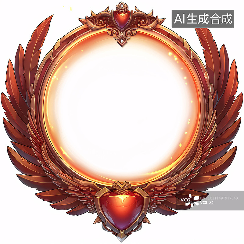 【AI数字艺术】3D头像框架，卡通照片边框渲染，游戏奖励幻想徽章图片素材