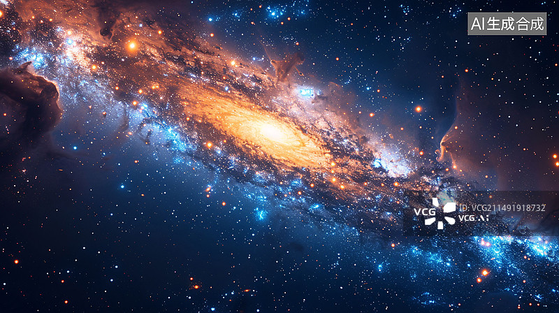 【AI数字艺术】带有银河和星云的数字空间抽象图形海报图片素材