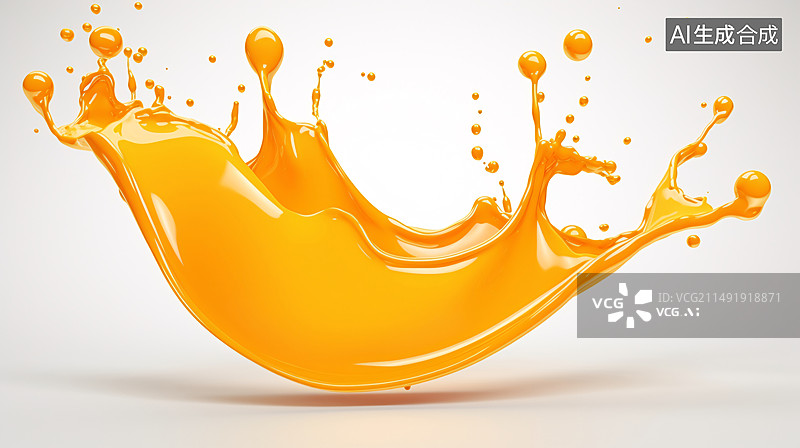 【AI数字艺术】橙汁飞溅孤立在透明背景切口上，切片橙汁飞溅概念插图图片素材