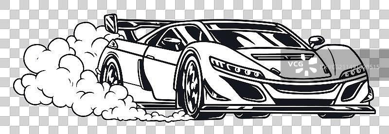 复古赛车运动单色标志图片素材