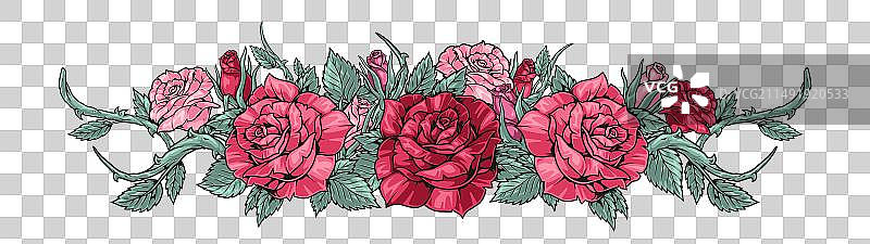 彩色复古玫瑰横幅图片素材