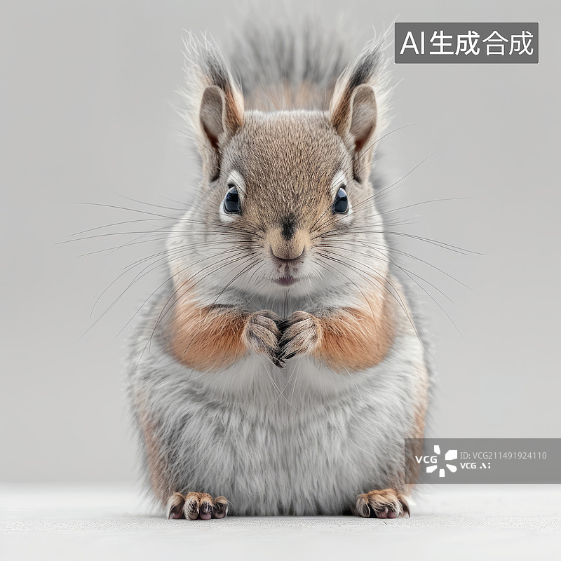 【AI数字艺术】白色背景一只可爱的小松鼠图片素材