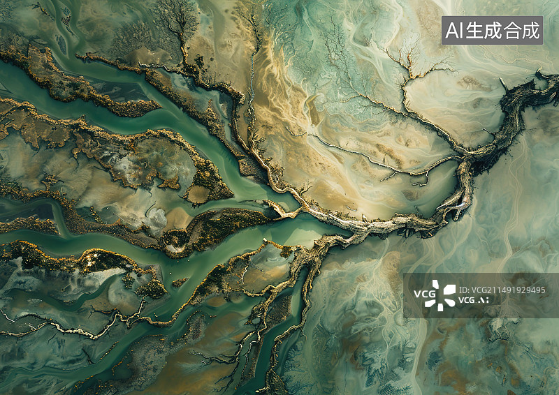 【AI数字艺术】高视角下的盐湖风景图片素材