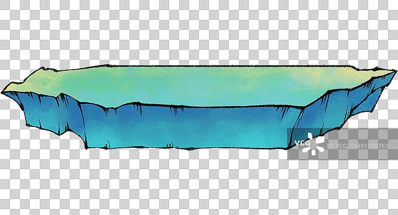 手绘中国风青绿山水石头元素。图片素材