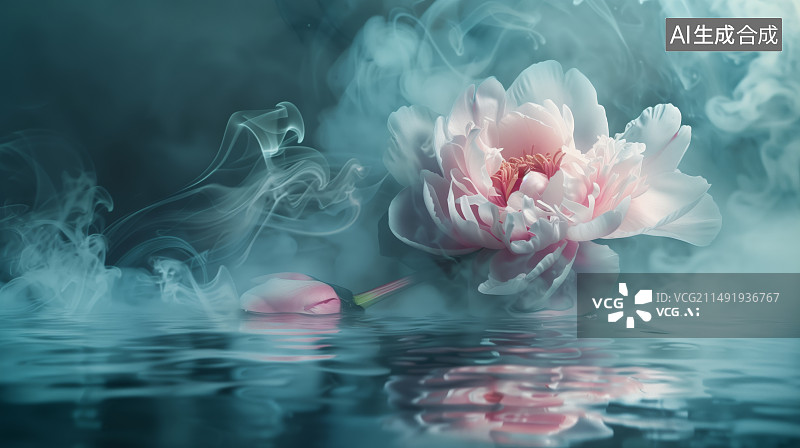 【AI数字艺术】烟雾抽象牡丹花图片素材