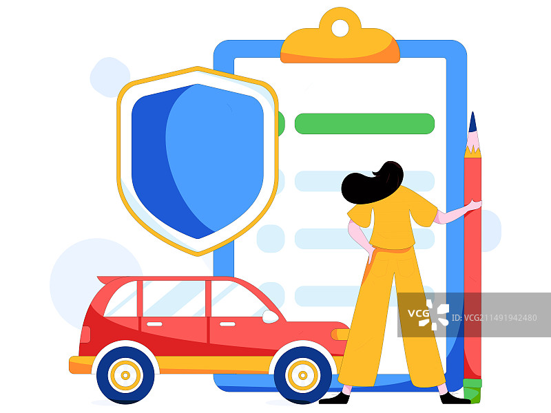为汽车购买保险扁平人物矢量概念运营插画图片素材