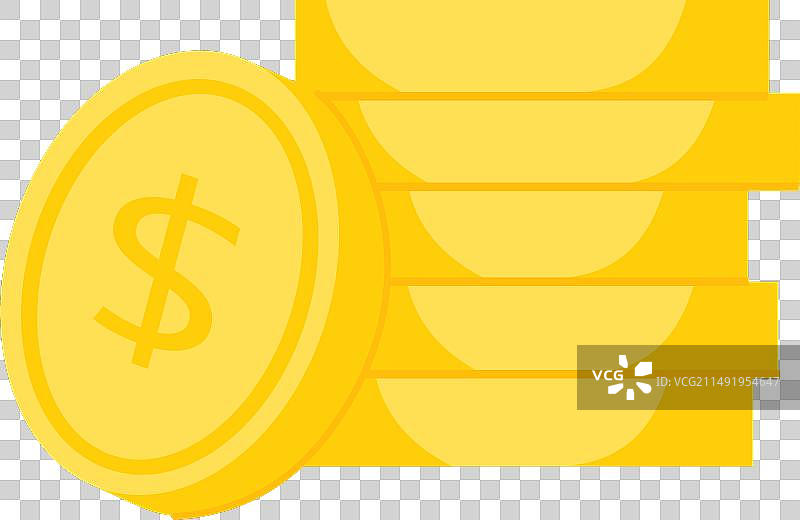 美元硬币堆叠的金色钱币卡通图标图片素材