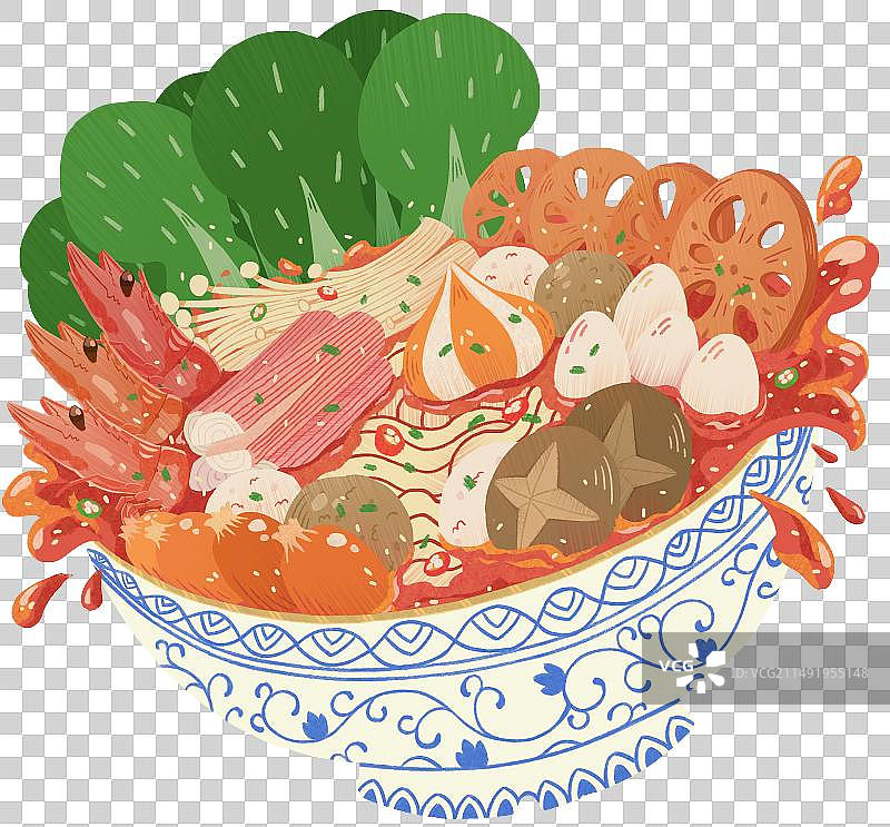 重庆麻辣烫甘肃天水麻辣烫四川麻辣烫冒菜手绘中国传统美食汤汁飞溅美味可口图片素材