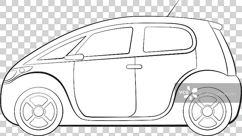 紧凑型汽车黑白轮廓图片素材