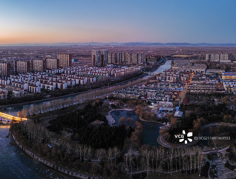 三河市 文化中心广场 地标 航拍 北京郊县 人民公园 华联购物图片素材
