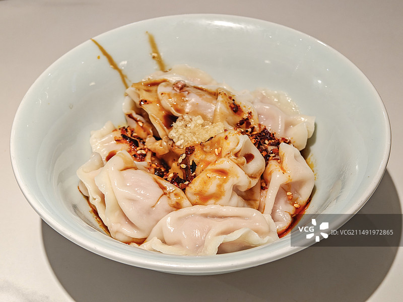 四川小吃红油水饺图片素材