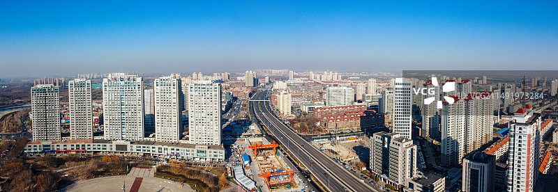 天津 北辰区 北辰公园 地标 航拍 北辰医院 北仓镇图片素材