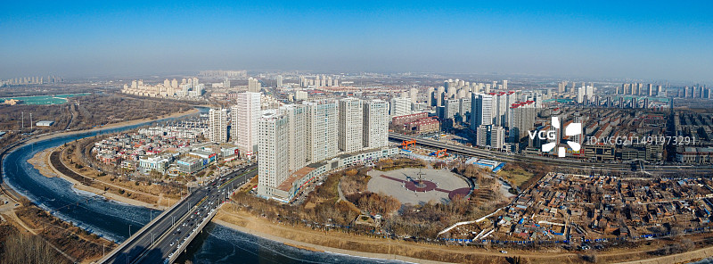 天津 北辰区 北辰公园 地标 航拍 北辰医院 北仓镇图片素材