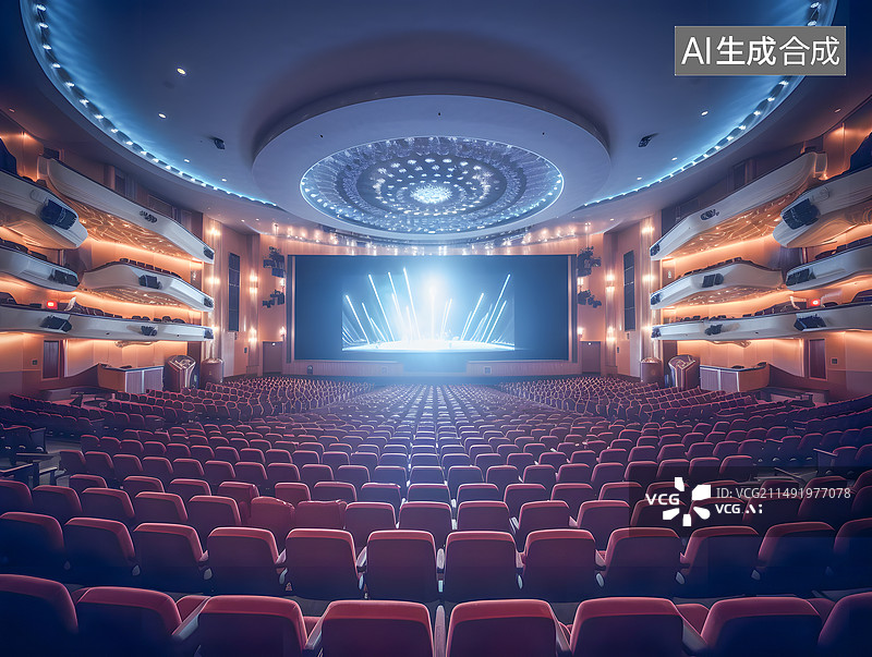 【AI数字艺术】高角度看空旷的剧院图片素材