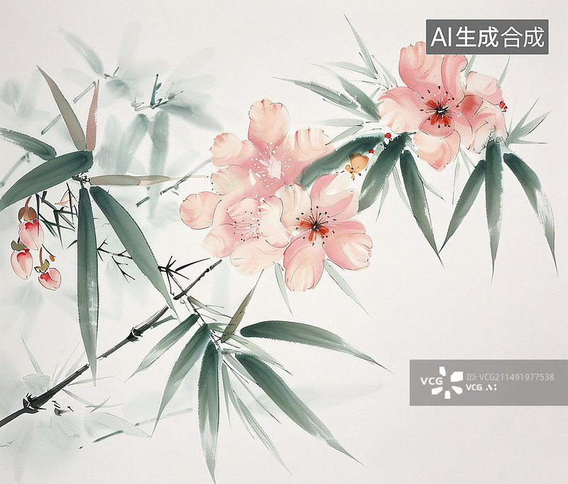 【AI数字艺术】宣纸花卉图片素材