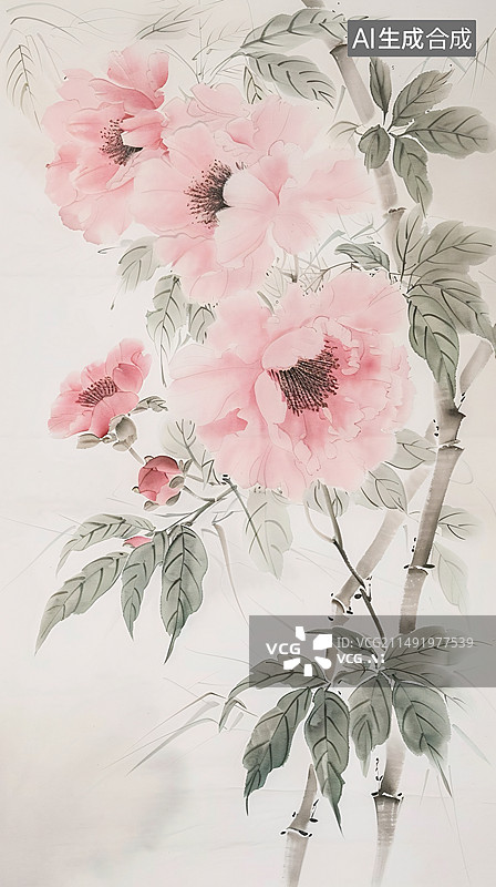 【AI数字艺术】宣纸花卉图片素材