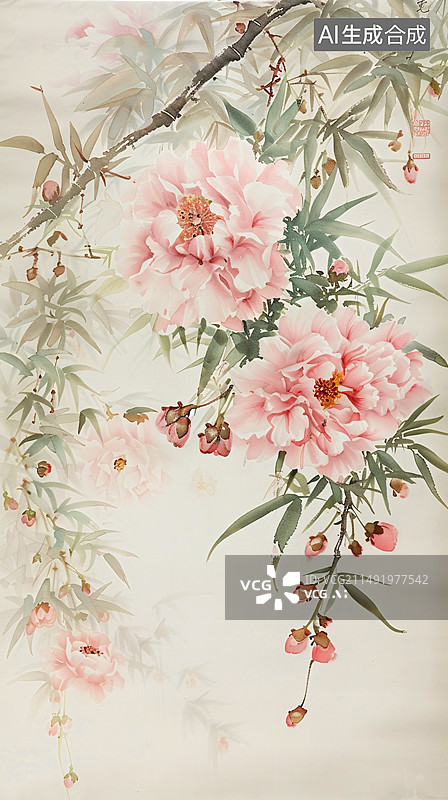 【AI数字艺术】宣纸花卉图片素材