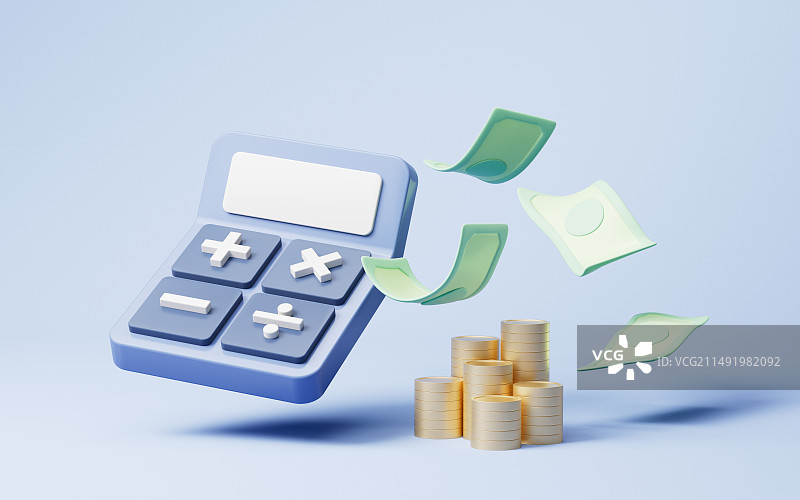 卡通风格计算器三维渲染图片素材