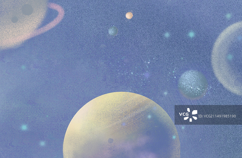 治愈系宇宙星球插画图片素材
