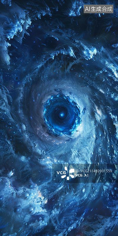 【AI数字艺术】壮观的蓝色漩涡图片素材