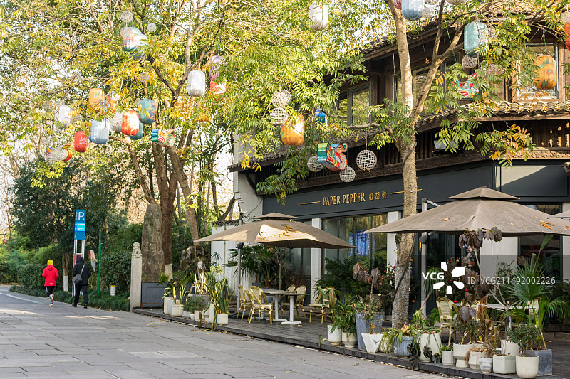 中国杭州西溪湿地慢生活街区 蒋村集市 河渚街图片素材