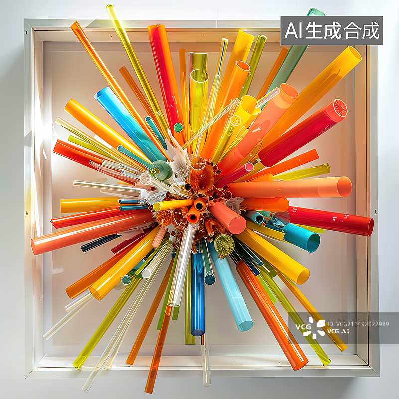 【AI数字艺术】彩色铅笔在白色背景上的特写镜头图片素材
