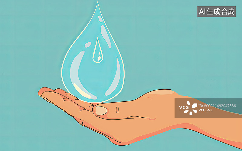 【AI数字艺术】手捧着大水滴图片素材